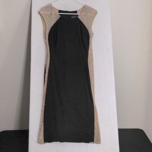 Black Dress with Gold Beaded Embellishments